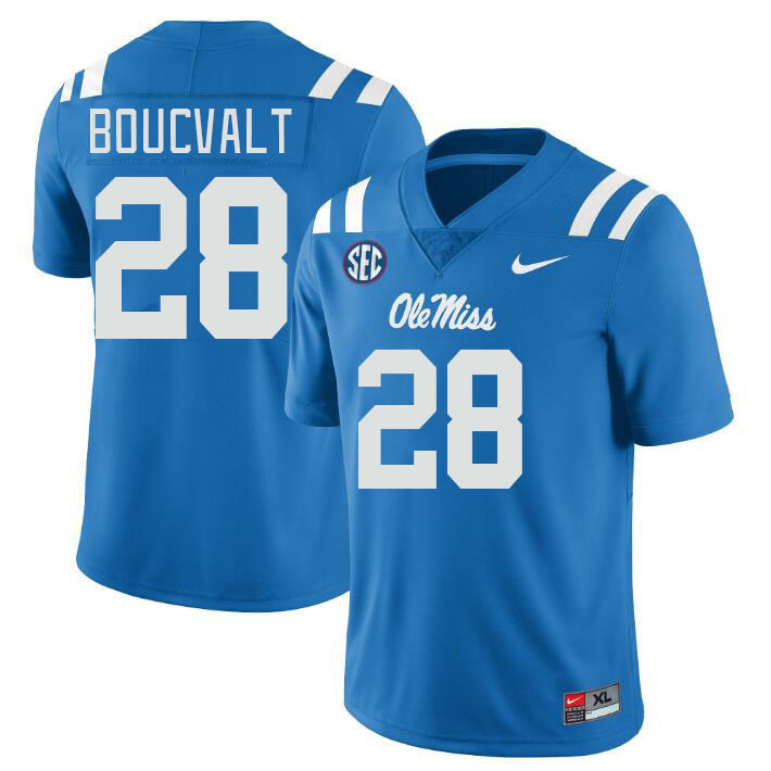 Men #28 Lex Boucvalt Ole Miss Rebels College Football Jerseyes Stitched Sale-Powder Blue